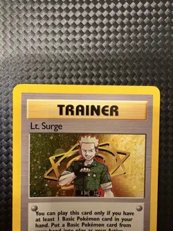 Pokemon TCG Lt. Surge Trainer Holo Card 017/132 Gym Heroes Series - Image 2