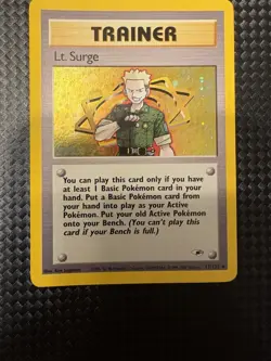 Pokemon TCG Lt. Surge Trainer Holo Card 017/132 Gym Heroes Series - Image 3