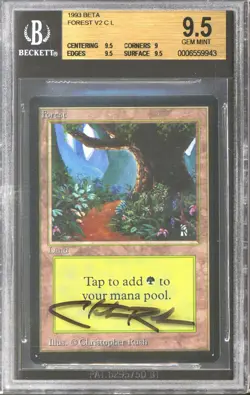 Magic MTG Beta Forest Trail BGS 9.5 (9.5, 9, 9.5, 9.5) GEM MINT Signed Christoph - Image 1