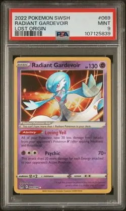 RADIANT GARDEVOIR #069 PSA 9 • 2022 MINT Lost Origin HOLO Rare Pokemon 5839 - Image 1