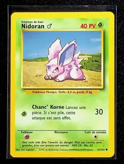 Carte Pokemon 55/102 Nidoran M Set de Base FR Wizards - Image 1
