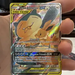 Pokemon Eevee & Snorlax GX SM169 TAG TEAM Promo Full Art Holo 270HP Card - Image 1