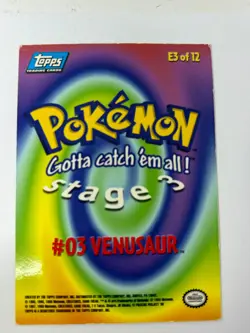 Venusaur : HOLO Topps Blue Logo Pokemon Card #E3 HP - Image 2