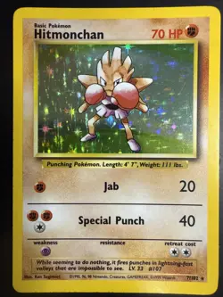 1999 Pokemon Wizards Base Set Holo Hitmonchan 7 /102 Holographic Rare - Image 1