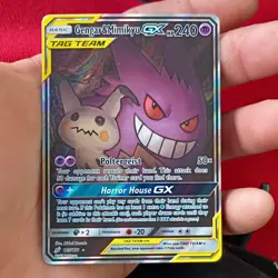 Pokemon Gengar & Mimikyu GX TAG TEAM Ultra Rare Full Art Holo 165/181 240 HP - Image 1