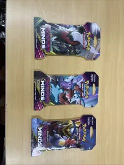 3 X Pokemon TCG Sun & Moon Unified Minds Sleeved Booster Giratina Garchomp Art - Image 1
