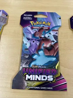 3 X Pokemon TCG Sun & Moon Unified Minds Sleeved Booster Giratina Garchomp Art - Image 3