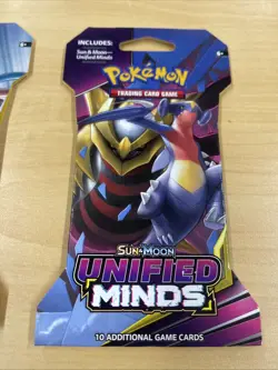 3 X Pokemon TCG Sun & Moon Unified Minds Sleeved Booster Giratina Garchomp Art - Image 4