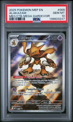 2025 POKEMON MEP EN-ME BLACK STAR PROMO #009 ALAKAZAM PSA 10 - Image 1