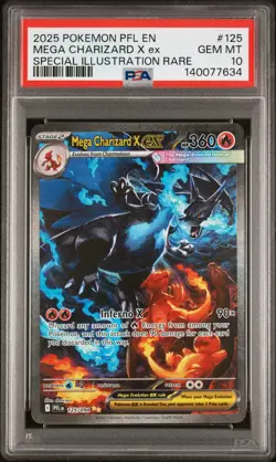 2025 POKEMON PFL SPECIAL ILLUSTRATION RARE #125 MEGA CHARIZARD X EX PSA 10 - Image 1