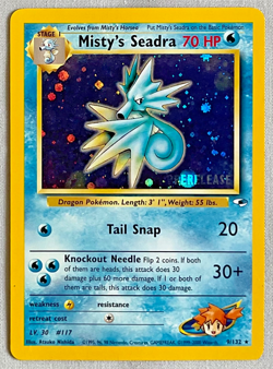 Pokemon Prerelease Misty’s Seadra #9/132 Holo Rare - Gym Heroes - LP Condition - Image 1