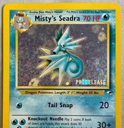 Pokemon Prerelease Misty’s Seadra #9/132 Holo Rare - Gym Heroes - LP Condition - Image 3