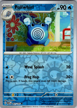 Poliwhirl 151 Reverse Holo Pokemon TCG 061/165 Scarlet & Violet Common - Image 1