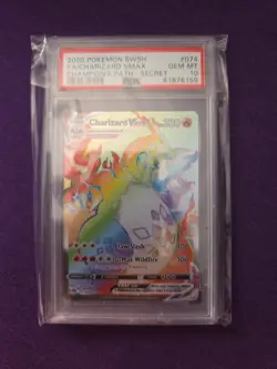 2020 Pokemon SWSH FA/Charizard VMAX Champions Path Secret PSA 10 Gem Mint #074 - Image 1