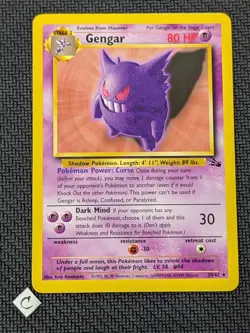Gengar 20/62 - Fossil Unlimited Non-Holo Rare Pokemon TCG NM - Image 1