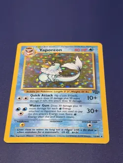 ERROR Additional/Insufficient Ink Misprint Vaporeon Pokemon Card Holo Jungle #12 - Image 1