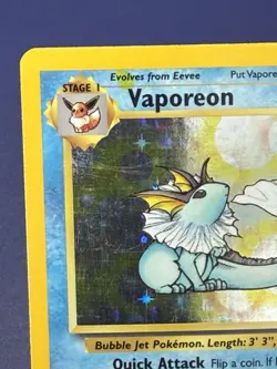 ERROR Additional/Insufficient Ink Misprint Vaporeon Pokemon Card Holo Jungle #12 - Image 2