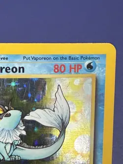 ERROR Additional/Insufficient Ink Misprint Vaporeon Pokemon Card Holo Jungle #12 - Image 4