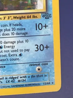 ERROR Additional/Insufficient Ink Misprint Vaporeon Pokemon Card Holo Jungle #12 - Image 5