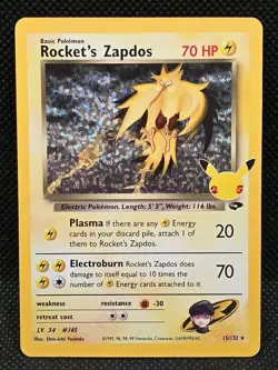 Rockets Zapdos 15/132 Pokemon Celebrations Classic Collection 2021 Pokemon Card - Image 1
