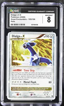 CGC 8 Dialga LV.X 2008 Great Encounters 105/106 Holo Pokemon Card - Image 1