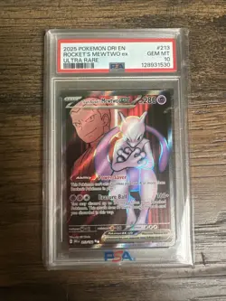Pokemon TCG Team Rockets Mewtwo EX Card PSA 10 213/182 - Image 1