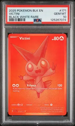 Pokemon 2025 Victini 171/086 Black White Rare Black Bolt GEM MINT PSA 10 - Image 1