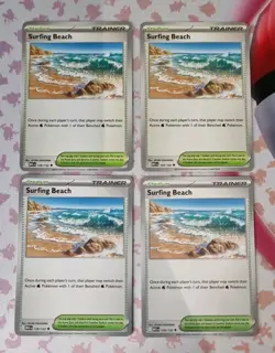 4x Surfing Beach - Pokemon TCG - Mega Evolution - 129/132 - Trainer Playset - Image 1