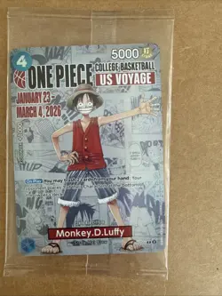 One Piece Monkey D. Luffy US Voyage College Basketball Promo Card SEALED - Image 1