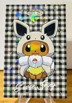 Shiny Eevee Poncho Cracked Ice Pokemon Let's Go Eevee Card Database NM TCG - Image 1