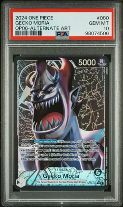 Gecko Moria PSA 10 GEM MT Alt Art Leader One Piece Card Game English OP06-080 - Image 1