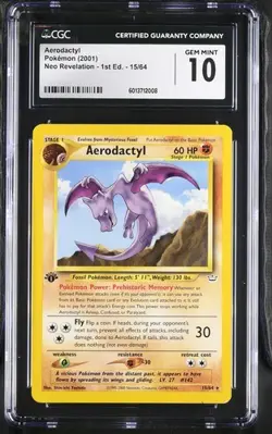 CGC 10 GEM MINT - Aerodactyl - Neo Revelations - 1st Edition 15/64 Pokemon Card - Image 1