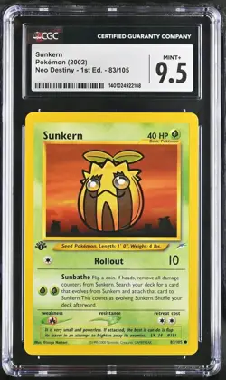 CGC 9.5 MINT+ - Sunkern - Neo Destiny - 1st Edition - 83/105 Pokemon Card - Image 1