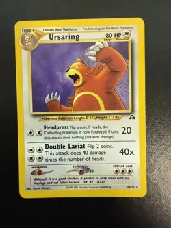 Pokemon TCG Ursaring Neo Discovery Card 34/75 Regular Unlimited NM - Image 1