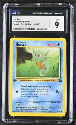 CGC 9 MINT - Horsea - Fossil - 1st Edition 49/62 Pokemon Card - Image 1