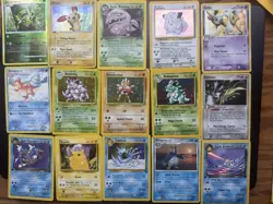 15 Assorted Pokemon Cards Including 1st Edition Wheezing And Holo Rare Clefairy - Image 1