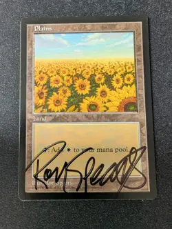 1x Plains MTG Magic the Gathering Apac Spears sunflowers Signed LP - Image 1