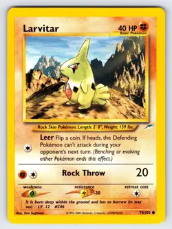 Larvitar 70/105 2002 Neo Destiny Pokemon Card TCG WOTC Vintage Nintendo - VLP - Image 1