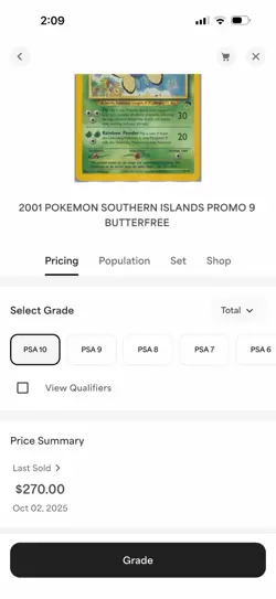 2001 POKEMON SOUTHERN ISLANDS PROMO 9 BUTTERFREE Gem Mint PSA 10 - Image 3