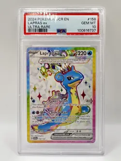 PSA 10 Gem Mint Lapras Ex Ultra Rare 2024 Pokemon Stellar Crown #158 Pokemon TCG - Image 1