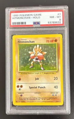 Hitmonchan Pokemon Base Set Unlimited Holo #7 PSA 8 - Image 1
