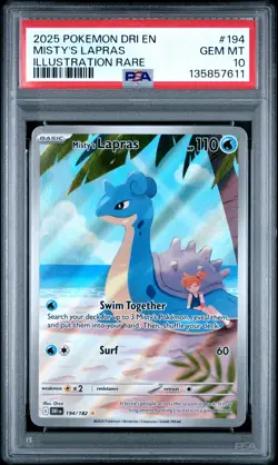 2025 POKEMON DRI EN-DESTINED RIVALS ILLUSTRATION RARE #194 MISTY'S LAPRAS PSA 10 - Image 1