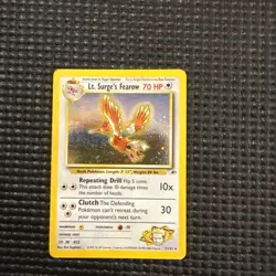 Pokemon TCG Gym Heroes Lt. Surge's Fearow 007/132 Unlimited Holo Rare Swirl - Image 1