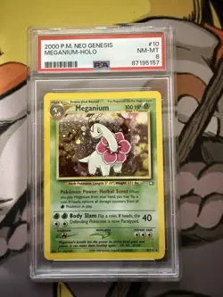 2000 Pokemon TCG Meganium Neo Genesis 10/111 Holo Unlimited Rare PSA 8 - Image 1