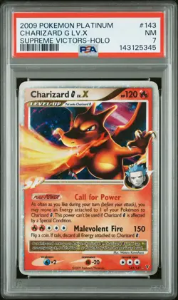 2009 POKEMON PLATINUM SUPREME VICTORS #143 CHARIZARD G LV.X-HOLO PSA 7 - Image 1