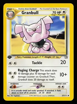 Granbull 37/111 Uncommon 1st Edition Neo Genesis Pokemon Card - Image 1