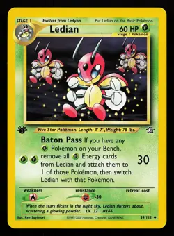 Ledian 39/111 Uncommon 1st Edition Neo Genesis Pokemon Card - Image 1