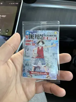 Bandai Namco One Piece CCG Monkey.D.Luffy Holo Promo Card US Voyage P-055 - Image 1