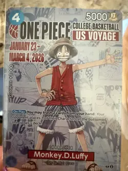 One Piece Monkey D. Luffy US Voyage College Basketball Card Rutgers IN HAND - Image 1