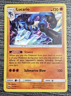 Pokemon Card Lucario Burning Shadows Holo Rare 71/147 Near Mint - Image 1